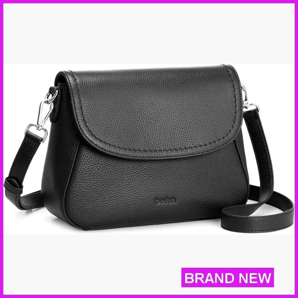 Genuine Leather Saddle Crossbody Bag Minimal Chic RFID Blocking Purse